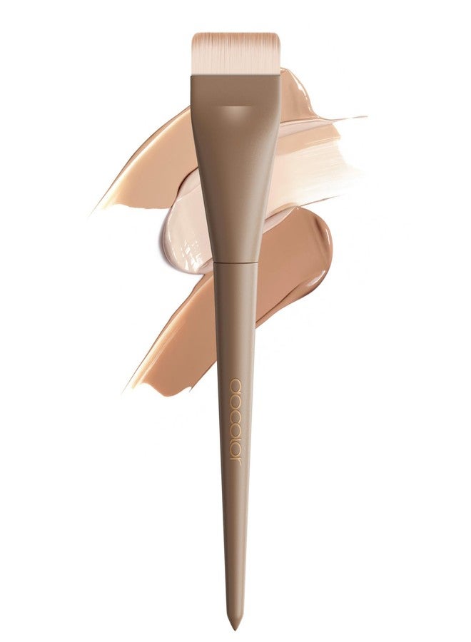 docolor Flat Foundation Brush Korean Makeup Brush Liquid Makeup Brush Premium Makeup Face Brush for Blending, Cream, Thin Foundation Brush Makeup Tool Face Foundation Flat Brush,Khaki - Image 1